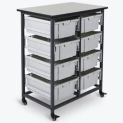 Luxor Mobile Bin Storage Unit - Double Row - Large Bins