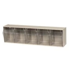 Quantum Storage Systems® Clear Tip Out Bins With Ivory Exterior 5-1/4x23-5/8x6-1/2 In