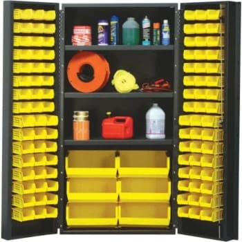 Quantum Storage Systems® Yellow 36w In Cabinet With 3 Adjustable Shelves And 102 Ultra Bins 1 Quantum Storage Systems® Yellow 36w In Cabinet With 3 Adjustable Shelves And 102 Ultra Bins