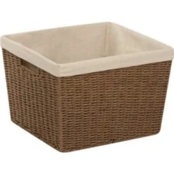 Honey-Can-Do Parchment Cord Basket With Liner Brown 10H X 15W X 13"L