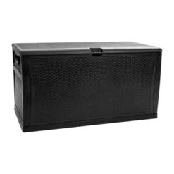 Flash Furniture Black 120 Gallon Plastic Deck Box Outdoor Storage