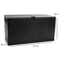 Flash Furniture Black 120 Gallon Plastic Deck Box Outdoor Storage -Rubbermaid || Husky || Grosfillex Shop 210379 w DetailedProductView4 Lg