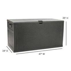 Flash Furniture Gray 120 Gallon Plastic Deck Box Outdoor Storage -Rubbermaid || Husky || Grosfillex Shop 210380 w DetailedProductView4 Lg