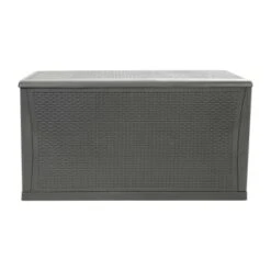 Flash Furniture Gray 120 Gallon Plastic Deck Box Outdoor Storage -Rubbermaid || Husky || Grosfillex Shop 210380 w DetailedProductView5 Lg