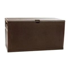 Flash Furniture Brown 120 Gallon Plastic Deck Box Outdoor Storage