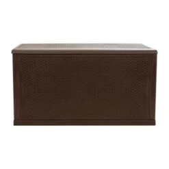 Flash Furniture Brown 120 Gallon Plastic Deck Box Outdoor Storage -Rubbermaid || Husky || Grosfillex Shop 210381 w DetailedProductView5 Lg