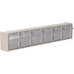 Quantum Storage Systems® Clear 6 Tip Out Bins Cabinet With Ivory Exterior
