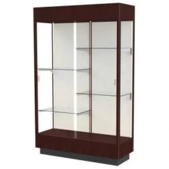Ghent Waddell Heritage Wood Display Case Java Hardwood Finish W/plaque Fabric Bk