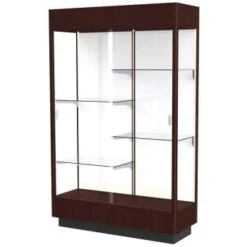 Ghent Waddell Heritage Wood Display Case Java Hardwood Finish W/ White Back