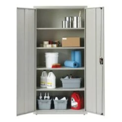 Hirsh Welded Steel Storage Cabinet With 4 Shelves, 18" D X 36" W X 72" H, Light Gray -Rubbermaid || Husky || Grosfillex Shop 334042 DetailedProductView11 Lg