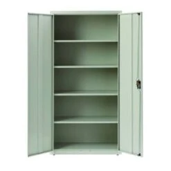 Hirsh Welded Steel Storage Cabinet With 4 Shelves, 18" D X 36" W X 72" H, Light Gray -Rubbermaid || Husky || Grosfillex Shop 334042 DetailedProductView1 Lg