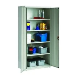 Hirsh Welded Steel Storage Cabinet With 4 Shelves, 18" D X 36" W X 72" H, Light Gray -Rubbermaid || Husky || Grosfillex Shop 334042 DetailedProductView7 Lg