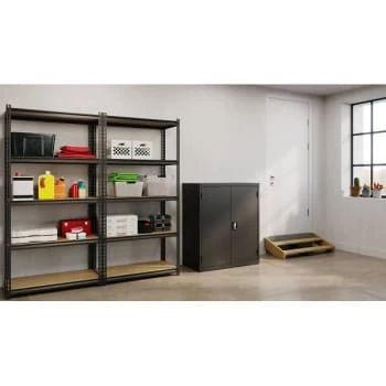 Hirsh Welded Steel Storage Cabinet With 2 Shelves, 18" D X 36" W X 42" H, Black 6 Hirsh Welded Steel Storage Cabinet With 2 Shelves, 18" D X 36" W X 42" H, Black - Image 6