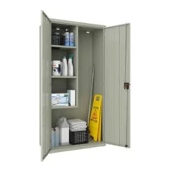 Hirsh Janitorial Cabinet, 18" D X 36" W X 72" H, Light Gray -Rubbermaid || Husky || Grosfillex Shop 334049 DetailedProductView8 Lg