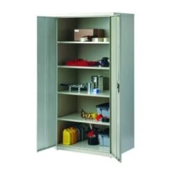 Hirsh Welded Steel Storage Cabinet With 4 Adjustable Shelves, 24" D X 36" W X 72" H, Light Gray -Rubbermaid || Husky || Grosfillex Shop 334533 DetailedProductView9 Lg