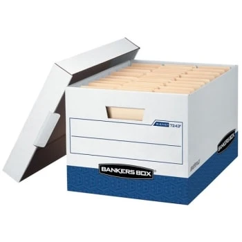 Bankers Box® R-Kive White/blue 60% Recycled Storage Box, Case Of 12 1 Bankers Box® R-Kive White/blue 60% Recycled Storage Box, Case Of 12