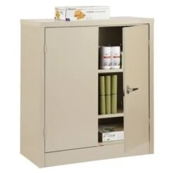 Realspace® Putty Steel 2 Adjustable Shelf Storage Cabinet 42 X 36 X 18inch