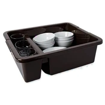 Rubbermaid 7 Gallon Polyethylene Divided Bus/Utility Box (Brown) (6-Pack) 2 Rubbermaid 7 Gallon Polyethylene Divided Bus/Utility Box (Brown) (6-Pack) - Image 2